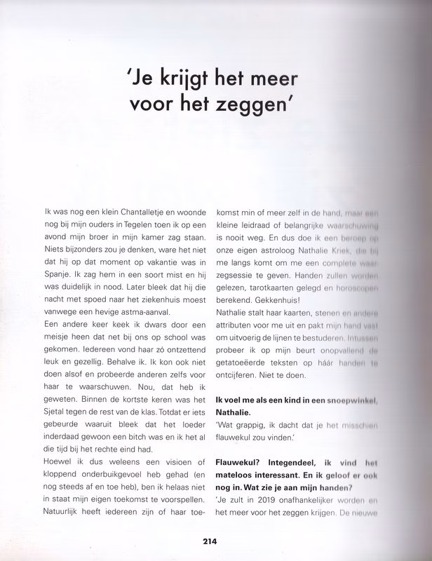 Chantal Janzen waarzeggen handlezen tarot
