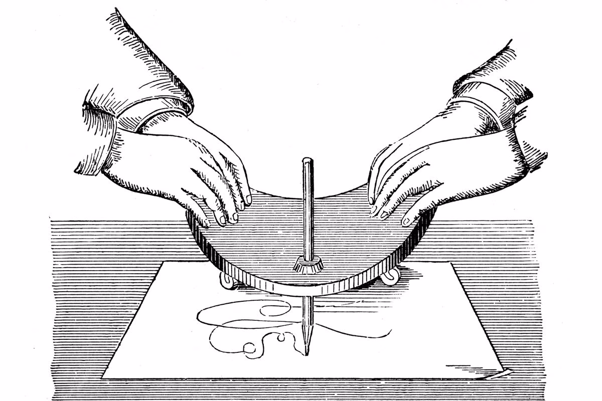 planchette met potlood pen geschiedenis ouijabord